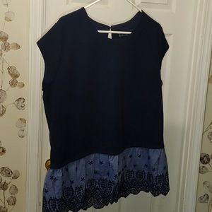 NY & CO. Navy shirt with embroidered detailing